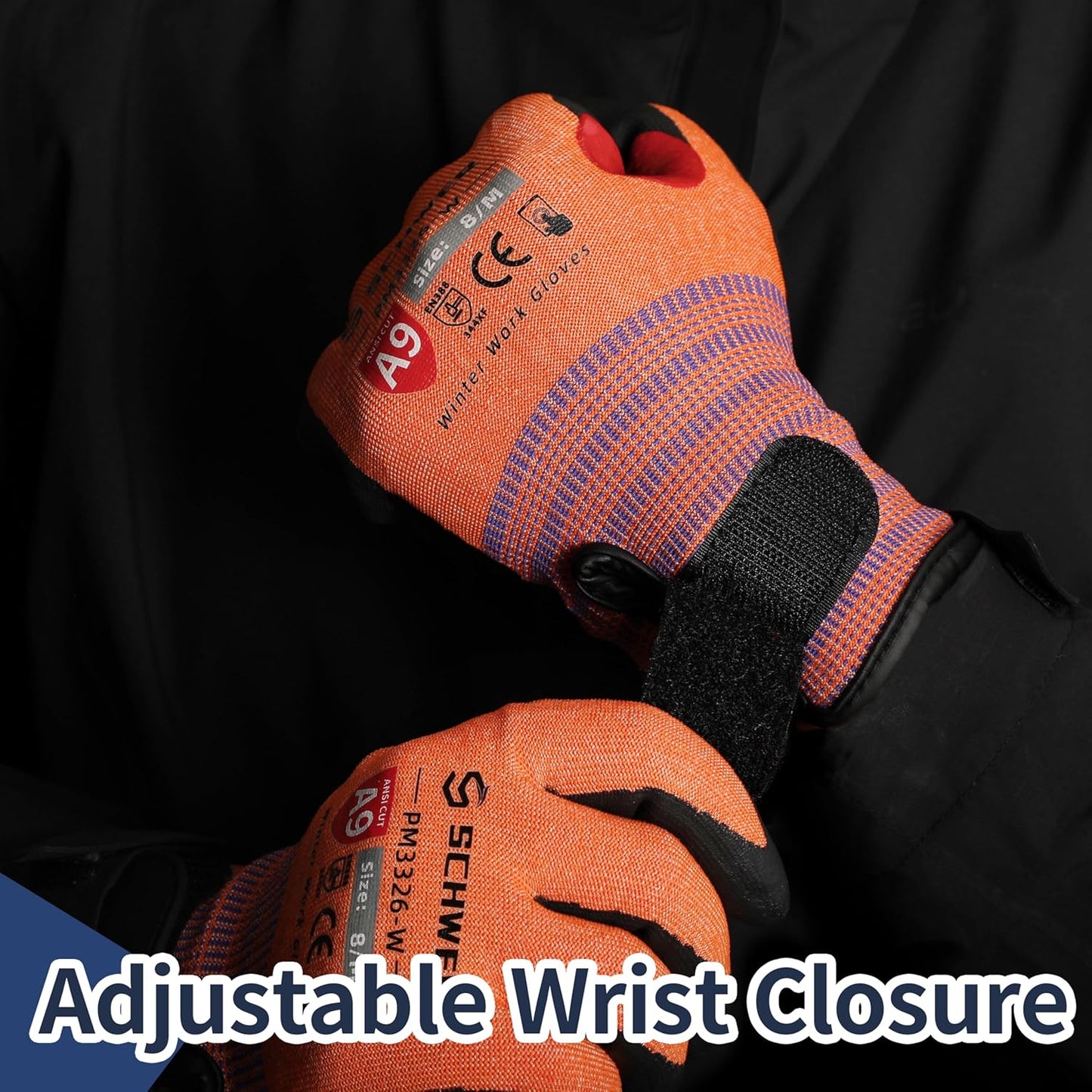 Schwer ProGuard High Level Cut Resistant Work Gloves PR3326 for Extreme Protection，ANSI A9 Cut Gloves with Reinforced Thumb, Non Slip, Breathable, Durable, Touch-screen, Black 1 Pair（XL）