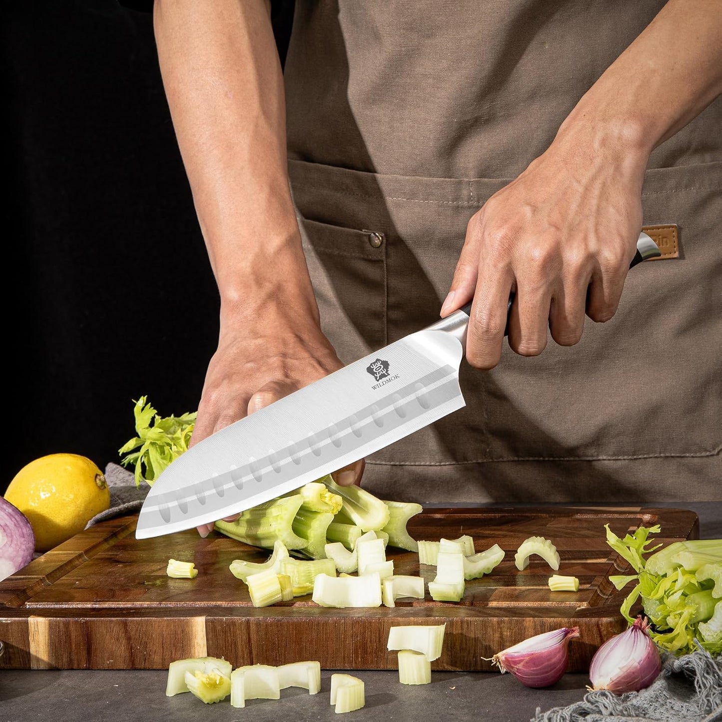 WILDMOK Meat Cleaver Knife 7.8 Inch, Ultra Sharp Chinese Chef's Knives - Kitchen Chopping Knife, German Steel & Ergonomic Handle for Meat Cutting Vegetable Slicing