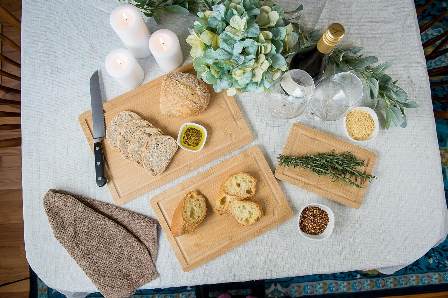 Lipper International Bamboo Wood Cutting Boards with Built-In Juice Grooves and Inset Handles for Chopping Meat, Fruits, or Vegetables, Set of 3, Assorted Sizes