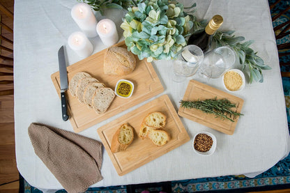 Lipper International Bamboo Wood Cutting Boards with Built-In Juice Grooves and Inset Handles for Chopping Meat, Fruits, or Vegetables, Set of 3, Assorted Sizes