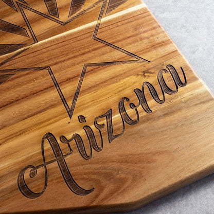 Totally Bamboo Rock & Branch Origins Series New York State Shaped Cutting Board and Charcuterie Serving Tray, Includes Hang Tie for Wall Display