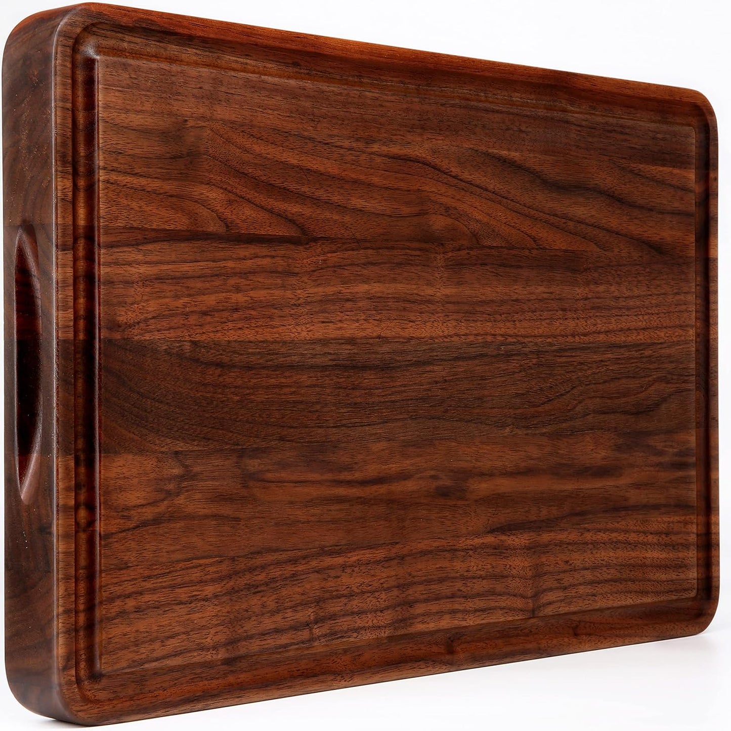 AZRHOM Large End Grain Walnut Wood Cutting Board 17x13x1.5 in Thick Butcher Block for Kitchen with Non-slip Mats Juice Groove & Handles (Gift Box)