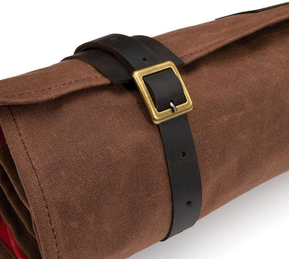 Dickies Chef Knife Roll Bag Portable Organizer and Cutlery Storage Roll, Waxed Canvas and Leather, Medium