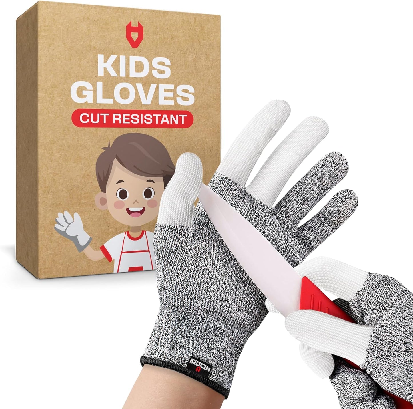 NoCry Kids Cutting Gloves, XXS (4-7 Years) — 100% Food Grade and Level 5 Protection — Comfortable and Lightweight, Yet Tough — Ambidextrous — Ideal for Fishing, Wood Carving and Whittling
