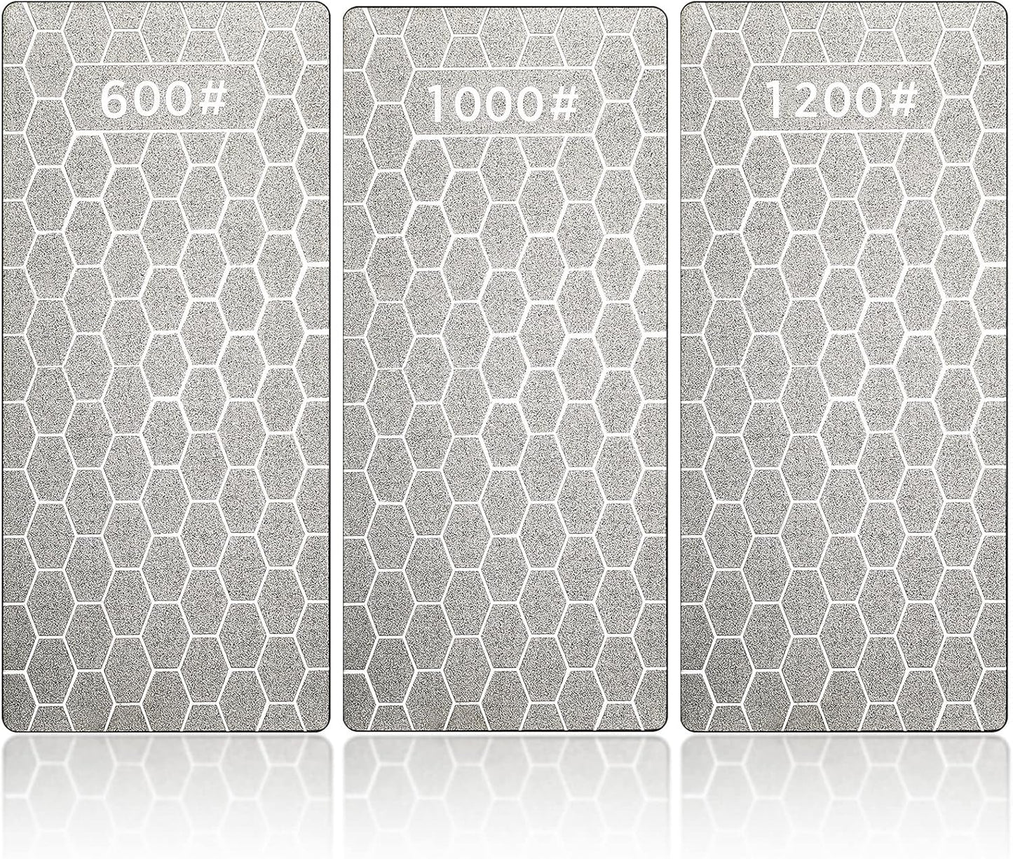 3Pcs Diamond Sharpening Stone Set Diamond Plate Professional Bench Stone for Kitchen Sharpening Dull Blunt or Tired Edges, 5.9 x 2.48 Inches(600 Grit, 1000 Grit, 1200 Grit)