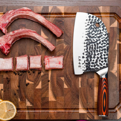 Meat Cleaver Knife 7.4 Inch, Ultra Sharp Chinese Chef's Knives, Full-tang Chopping Knife, 30Cr13 Steel Blade Thickness 2.5 mm, TJ SEGA Series TC1707