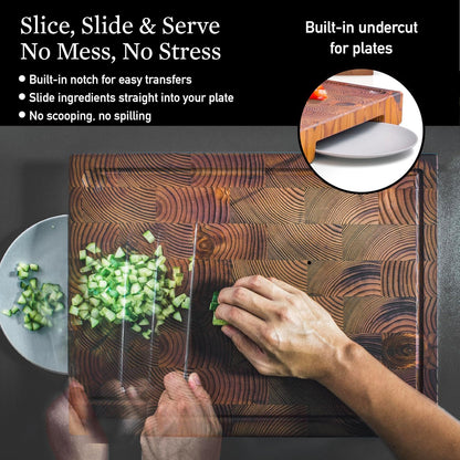 Cutting Board – Non Toxic End Grain Butcher Block with Handle, Charcuterie Boards, Cheese Board For Kitchen And Dining – Kitchen Must Haves Chopping Block - Food Safe Finishing