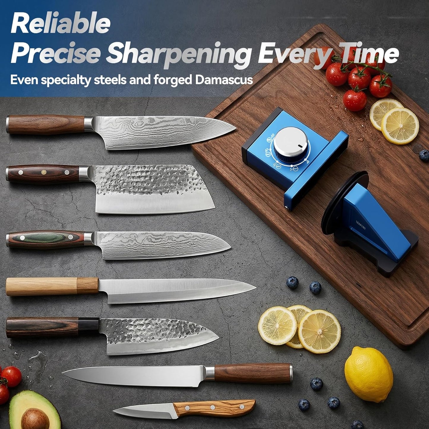 Adjustable Rolling Knife Sharpener with 6 Precision Angles, Magnetic Knife Sharpening System with Diamond & Ceramic Discs, Heavy Duty Metal Construction, Ideal Gift for Men