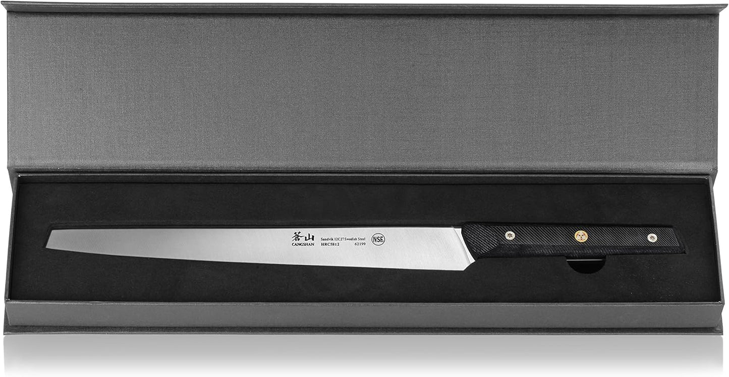 Cangshan TG Series 62199 Swedish 12C27 Steel Bread Knife, 10.25-Inch, G10 Handle