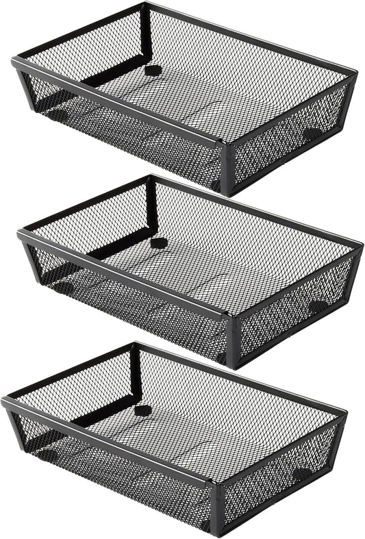 3 Pack White Large Size Plastic Drawer Organizer Tray Cutlery Utensil Makeups Drawer Organizers 15" X 6"