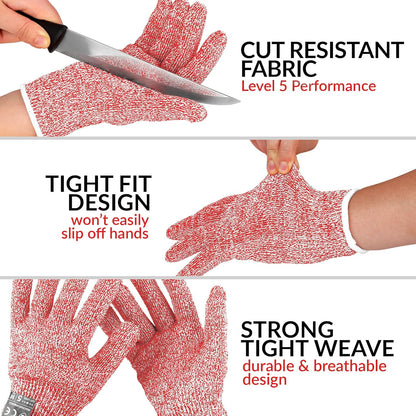 Zulay Cut Resistant Gloves Food Grade Level 5 Protection - Comfortable Safety Cutting Gloves - Cut Resistant Work Gloves