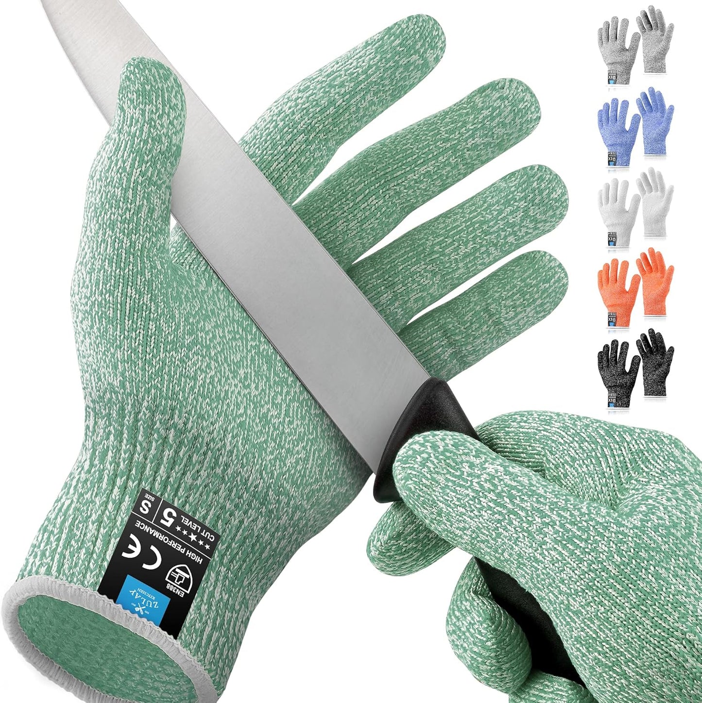 Zulay Cut Resistant Gloves Food Grade Level 5 Protection - Comfortable Safety Cutting Gloves - Cut Resistant Work Gloves