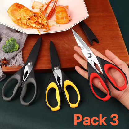 Magnificent Latest Heavy Duty Sharp Kitchen Scissors with Safety Cover and Gift, Multi-Function Kitchen Tool, Utility Kitchen Scissor, Shears for Poultry Fish Meat Vegetables Bone BBQ Nuts (RED)