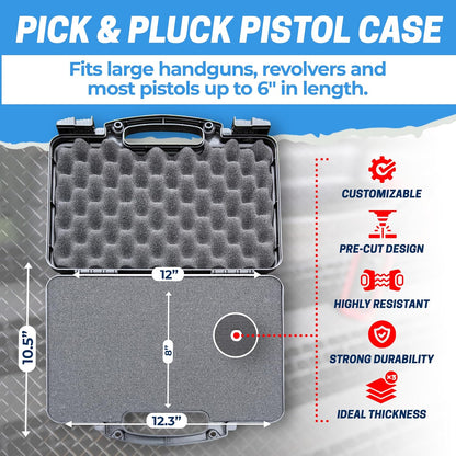 Cedar Mill Fine Firearms TSA Approved Hard Gun Case – Airline Approved Lockable Pistol Carrying Case with Dual Latch & Customizable Foam – Fits 9mm Handgun, Revolver & Firearm for Travel & Range Use