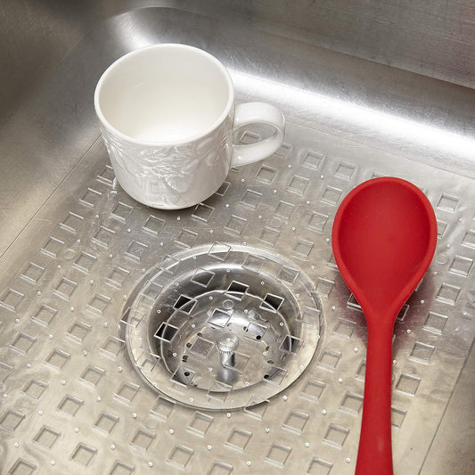 Better Houseware Clear Sink Mat - 12” x 16” - Heavy Duty PVC, Non-Slip, Dishwasher Safe, BPA-Free Sink Protector, Durable, Cut to Fit, Sink Mat for Kitchen Sink & Dishware Protection