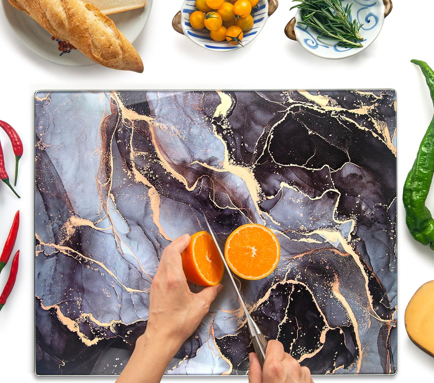 Kitchenville Glass Cutting Board 20”x16”: Tempered Glass Kitchen Counter Protector - Durable- Scratch-Resistant, Heat-Proof - Clear Design