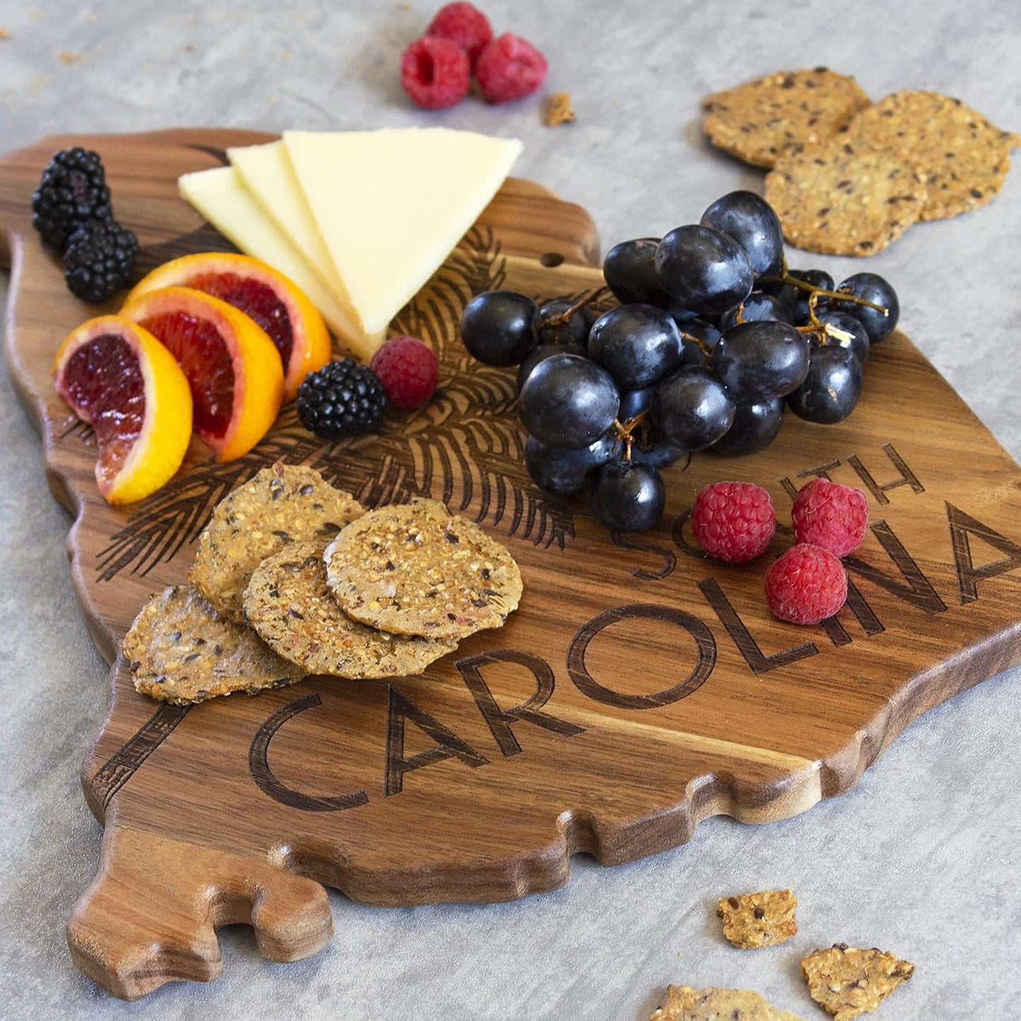 Totally Bamboo Rock & Branch Origins Series New York State Shaped Cutting Board and Charcuterie Serving Tray, Includes Hang Tie for Wall Display