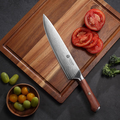 YOTSUBA Carving Knife and Fork Set, Meat Cutting Knife, Razor-Sharp German Stainless Steel Knives Fork Set with Ergonomic Wood Handle, Slicing Knives for Meats, BBQ & Vegetables
