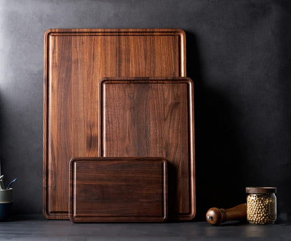 AZRHOM Large End Grain Walnut Wood Cutting Board 17x13x1.5 in Thick Butcher Block for Kitchen with Non-slip Mats Juice Groove & Handles (Gift Box)