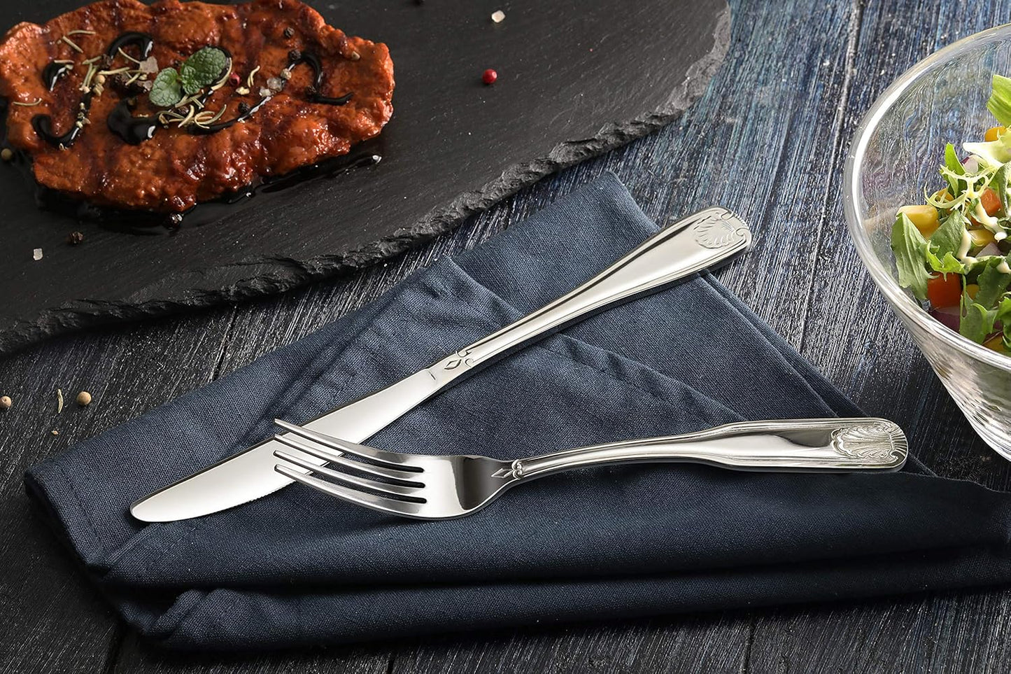New Star Foodservice 58321 Shell Pattern, 18/0 Stainless Steel, Oyster Fork, 6-Inch, Set of 12