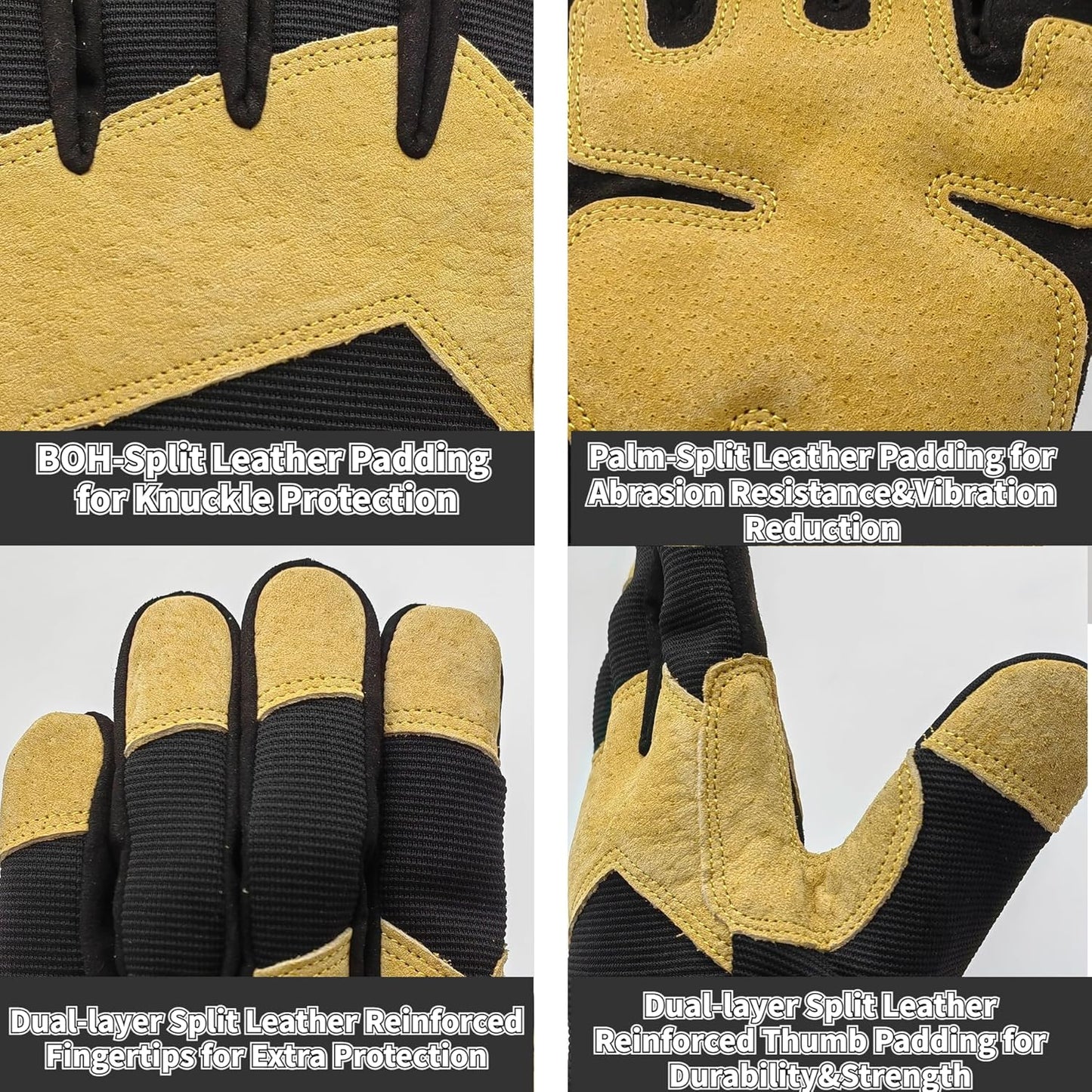 Multi-purpose Anti-Vibration Work Gloves Men,Cut Resistant Safety Impact Glove with Silicon,Heavy Duty,TPR Protection,Touchscreen,Extra Large,Blue+Black