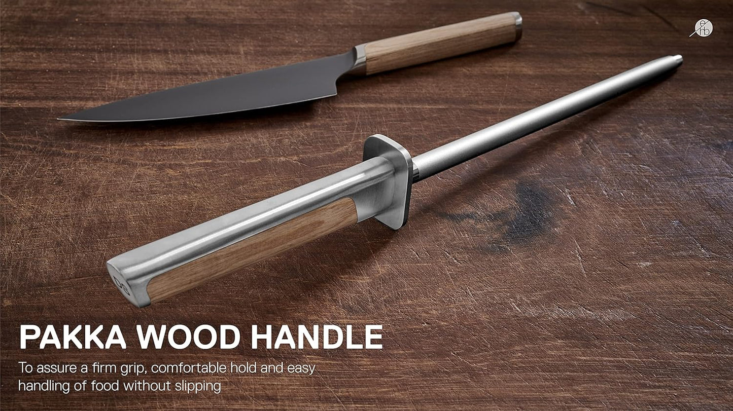 Everdure German Steel Professional Bread Knife, 10.55 Inch Serrated Edge Blade, Titanium Coated Blade with Pakka Wood Handle, Perfect Kitchen Knife for Slicing Bread Loaves, Bagels, Cake, and More