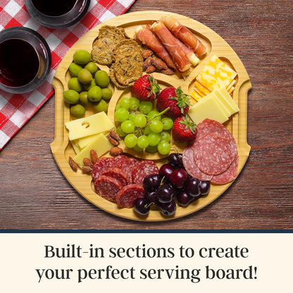 Totally Bamboo Flip, Serve & Store Charcuterie Board with Lid, Reversible Bamboo Cutting Board and Portable Cheese Tray with Compartments, Locking Travel Cover, 15.5 x 11.5 Inches