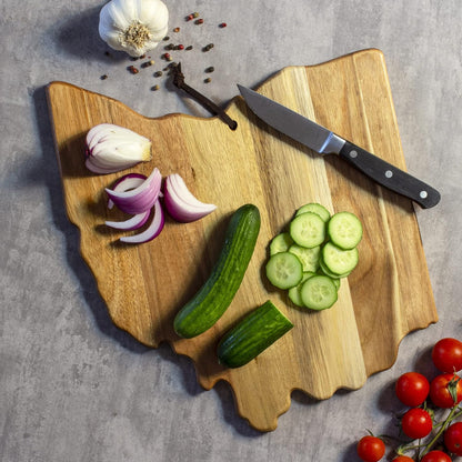 Totally Bamboo Rock & Branch Origins Series New York State Shaped Cutting Board and Charcuterie Serving Tray, Includes Hang Tie for Wall Display