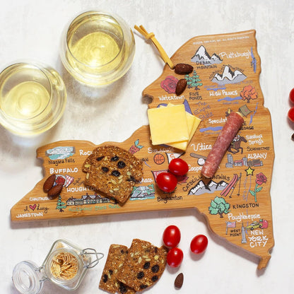 Totally Bamboo Tennessee State Shaped Cutting Board and Charcuterie Serving Platter with Artwork by Fish Kiss, Includes Hang Tie for Wall Display - Colors A