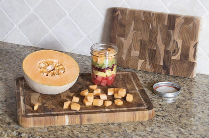 Lipper International Teak Wood End Grain Kitchen Chopping Block and Cutting Board, Small, 12" x 8" x 1-1/4"