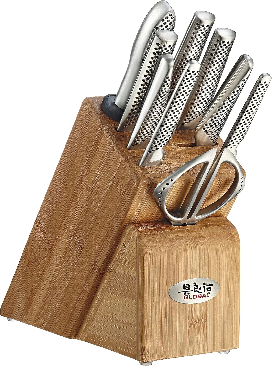 Global 10 Piece Takashi Knife Block Set - Lightweight Japanese Stainless Steel, Razor-Sharp Edge, Made in Japan (G-2, G-9, G-21, G-72, GS-5, GS-6, GSF-15, GSF-22, GKS-210), G-79589AU