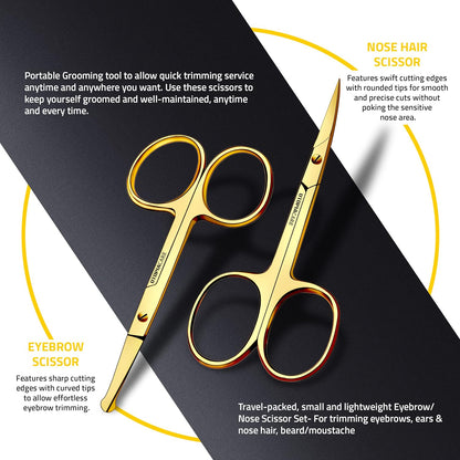 Utopia Care Eyebrow Scissors, Professional Stainless Steel Small Shears for Men and Women, Nose Hair Scissors for Grooming Mustache, Beard, Eyelashes, Ear Hair Trimming, Silver