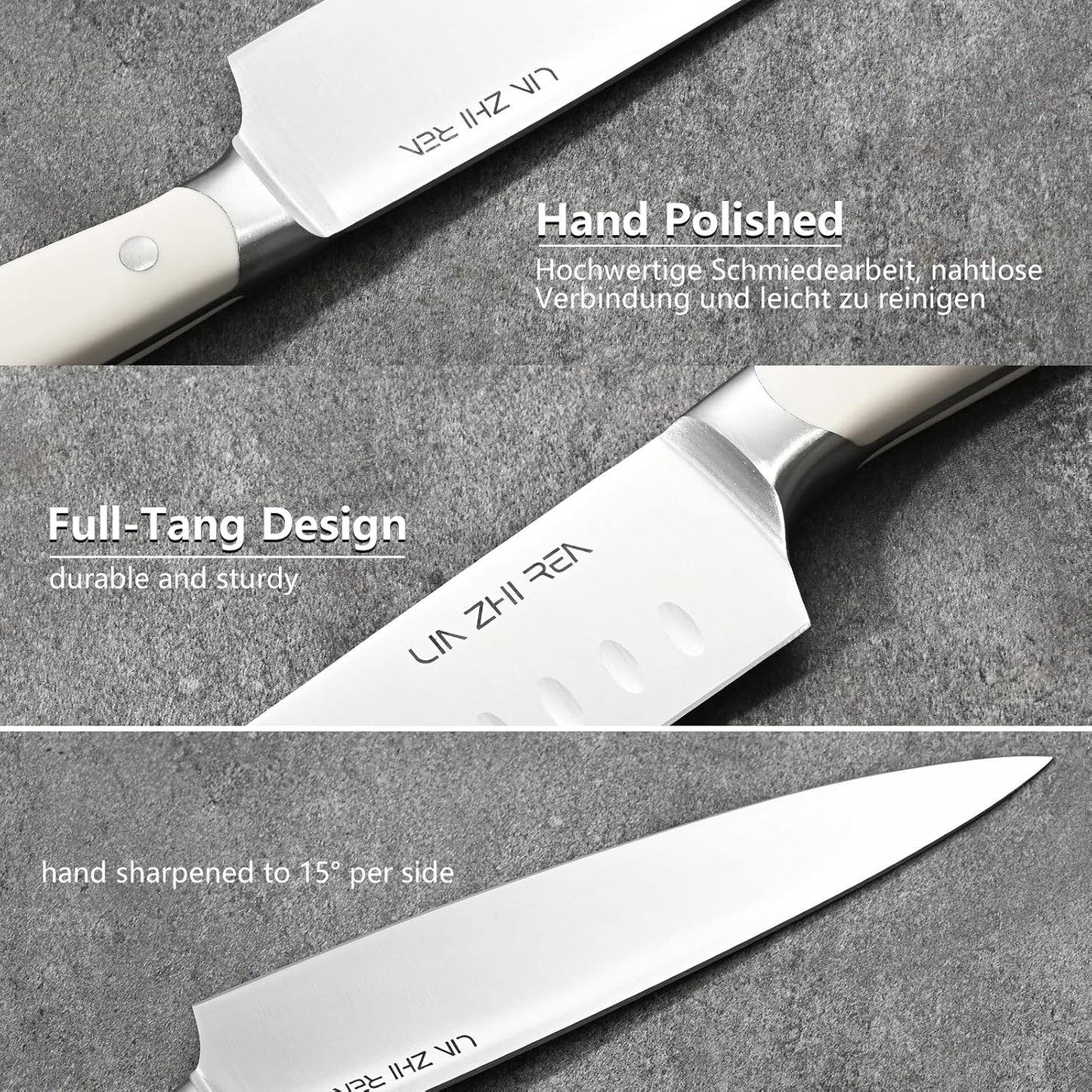 14-Piece Kitchen Knife Set with Detachable Block, High Carbon Stainless Steel Dishwasher Safe Knives, Includes Chef, Santoku, Bread, Steak Knives for Home Kitchen,White