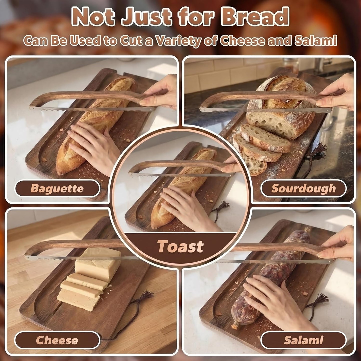 Magnetic Acacia Wood Bread Board and Knife Set –bread cutting board with knife, bread slicer for sourdough rounds,Unique Baking Gift for Women Bakers,Mother Gift Sourdough Wedding Gift
