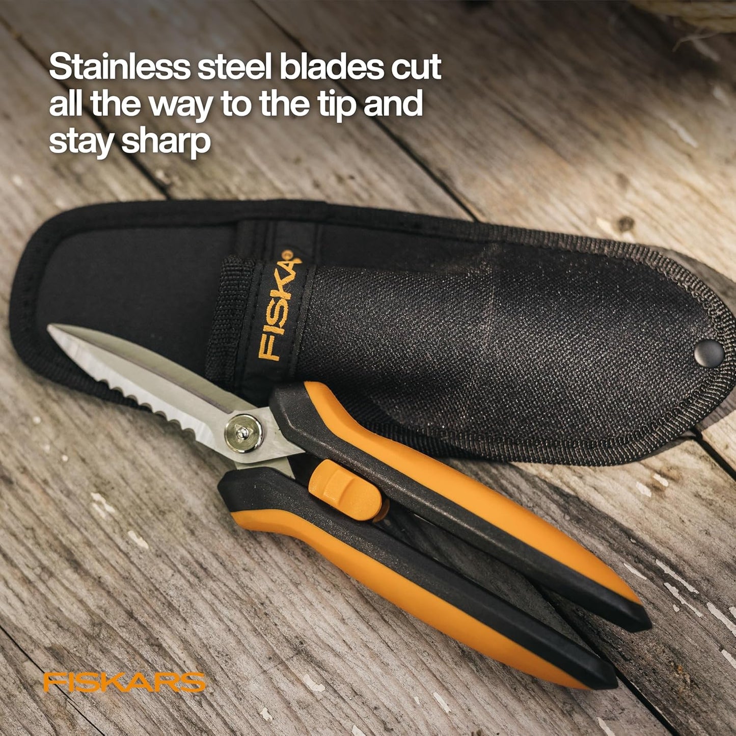 Fiskars Garden Scissors, 7-in-1 Garden Shears Multi-Tool with Sheath, Great for Plant Trimming, Cutting Nursery Pots, Bags, and Wire