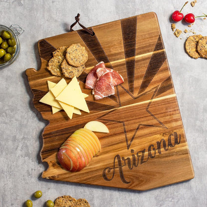 Totally Bamboo Rock & Branch Origins Series New York State Shaped Cutting Board and Charcuterie Serving Tray, Includes Hang Tie for Wall Display