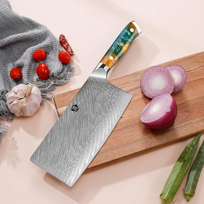 WILDMOK Damascus Boning Knife, 7 inch Super Sharp Fillet Knife, Japanese Damascus Steel, Full Tang Resin Handle, Includes Gift Box