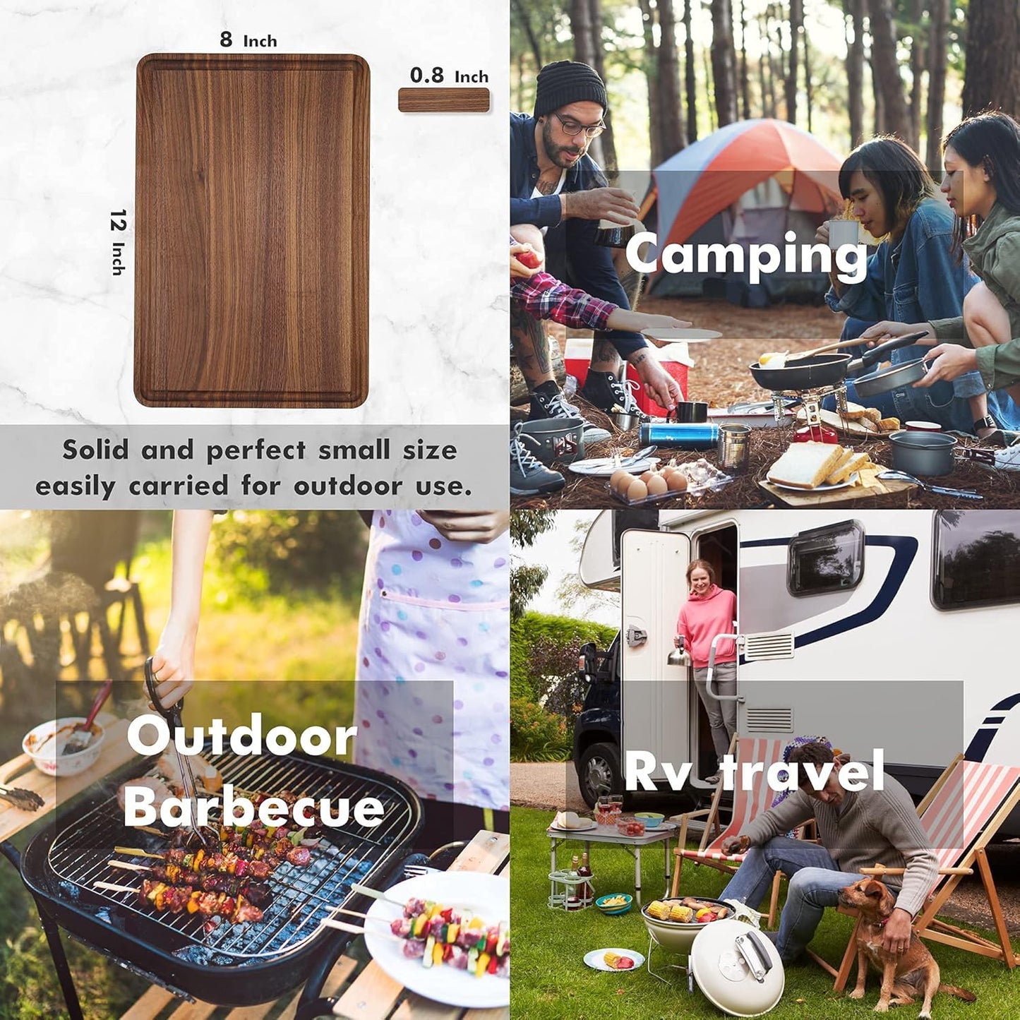 AZRHOM Large End Grain Walnut Wood Cutting Board 17x13x1.5 in Thick Butcher Block for Kitchen with Non-slip Mats Juice Groove & Handles (Gift Box)
