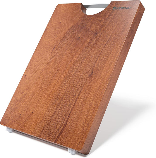 Brosisincorp Real Solid Sapele Cutting Board One Piece No Glue Non Toxic All Whole Single Wood Butcher Block Thick Hard Wood Heavy Duty Edge Grain (Large, 15.74"L*11.81"W*1.18"Th)