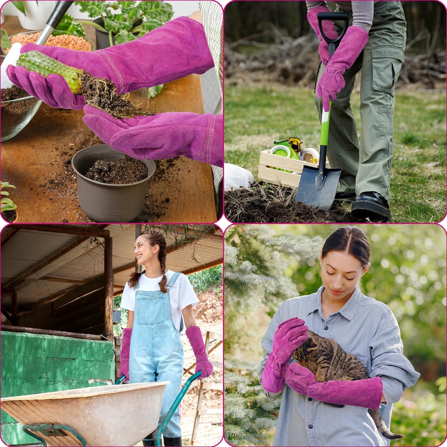 HANDLANDY Rose Pruning Gloves for Men & Women, Long Thorn Proof Gardening Gloves, Breathable Pigskin Leather Gauntlet, Best Garden Gifts & Tools for Gardener