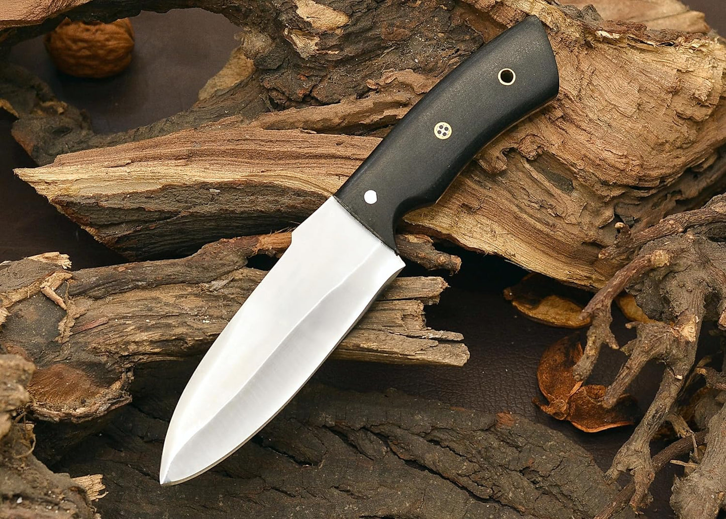 Fixed Blade Hunting Forged Tracker Knife - 8 Inches Carbon Steel Razor Sharp Blade Full Tang Bushcraft Knives with Premium Leather Belt Sheath. Used For Hunting Outdoor Camping, Hiking, Skining Knife.