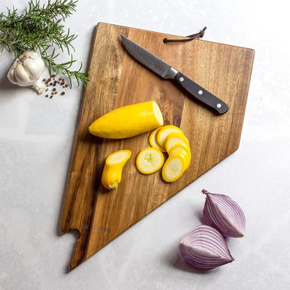 Totally Bamboo Rock & Branch Origins Series New York State Shaped Cutting Board and Charcuterie Serving Tray, Includes Hang Tie for Wall Display