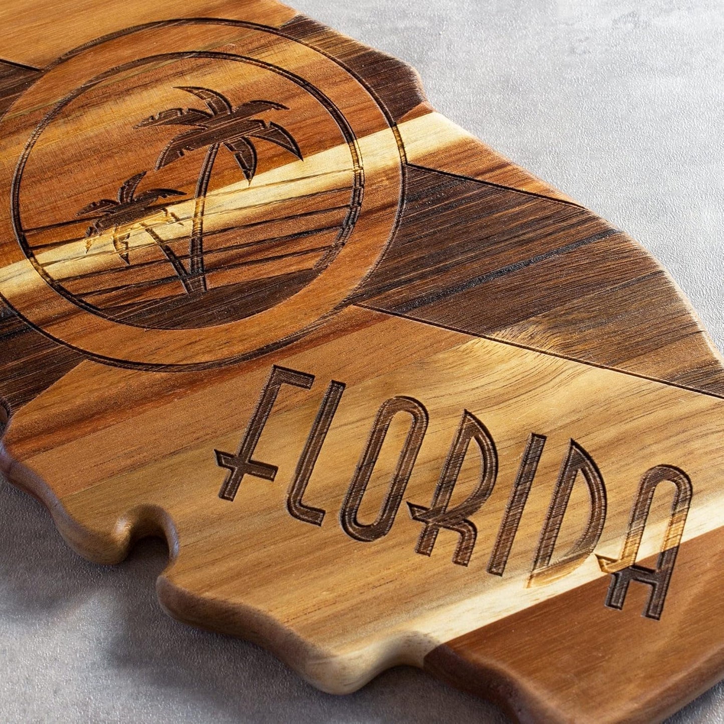 Totally Bamboo Rock & Branch Origins Series New York State Shaped Cutting Board and Charcuterie Serving Tray, Includes Hang Tie for Wall Display