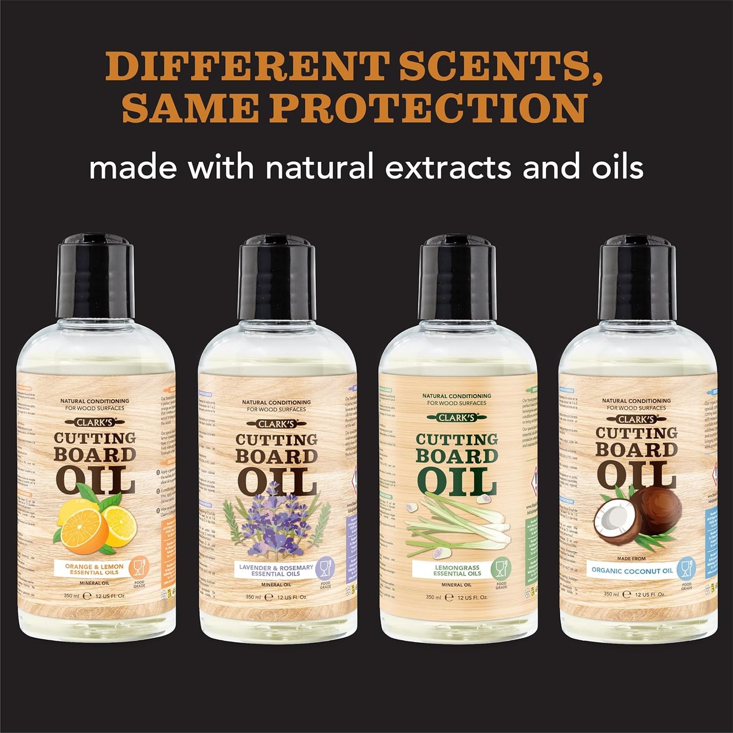 CLARK'S Cutting Board Oil - Coconut Extract Oil for Cutting Board - Made with Fractionated Coconut Oil for Kitchen Countertops, Butcher Blocks, Wooden Bowls and Utensils