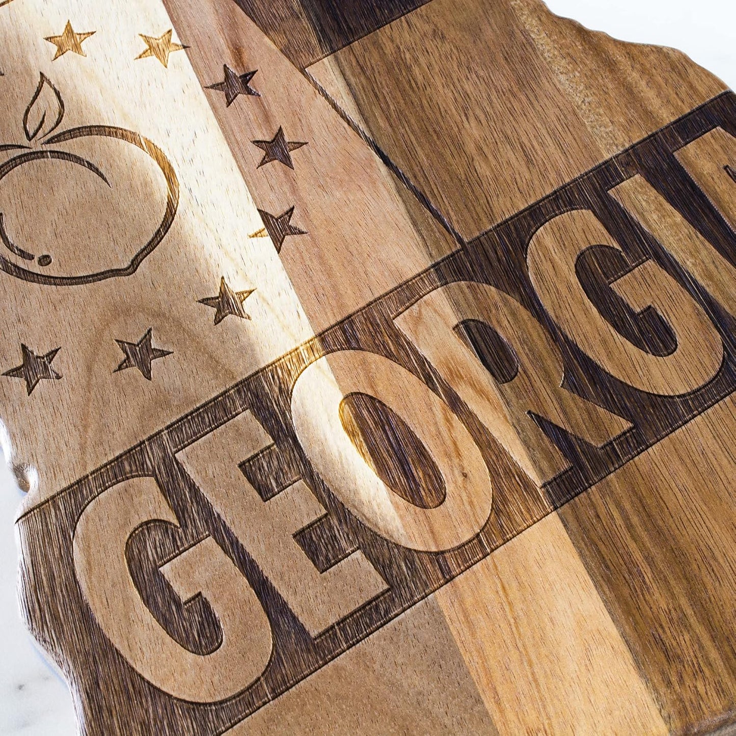 Totally Bamboo Rock & Branch Origins Series New York State Shaped Cutting Board and Charcuterie Serving Tray, Includes Hang Tie for Wall Display