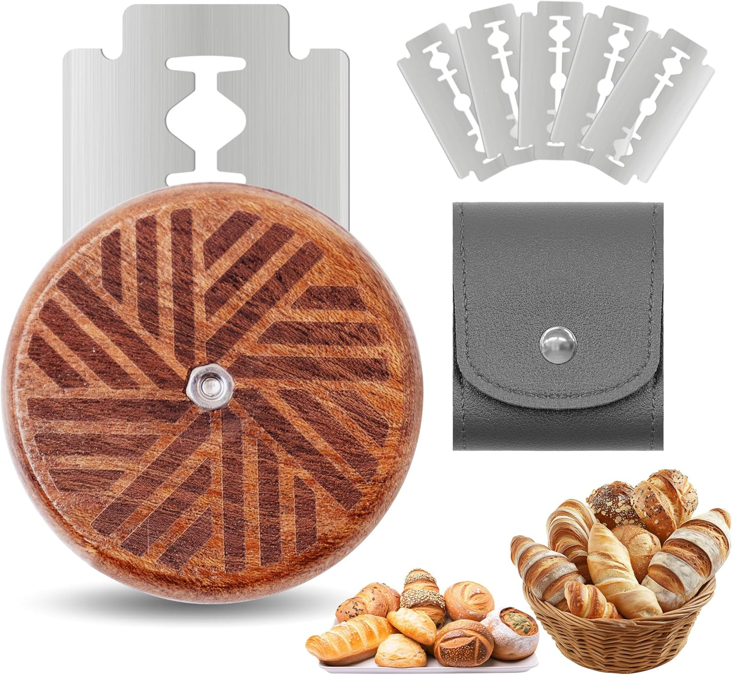 UFO Bread Lame Cutter for Homemade Sourdough,Bread Scorer Tool for Sourdough with 5 Blades and Storage Cover,Slashing Tool Bread Cutting Knife for Artisan Bread and Baguette Makers,Circle