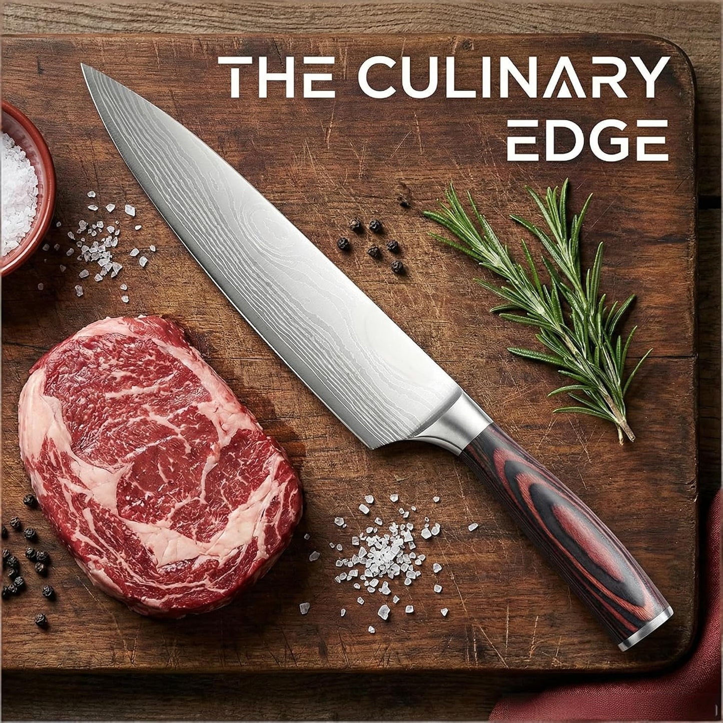3 Pieces Knife Set, High Carbon Stainless Steel Professional Kitchen Knife Set, Ultra Sharp Chef Knives Sets with Ergonomic Wooden Handle