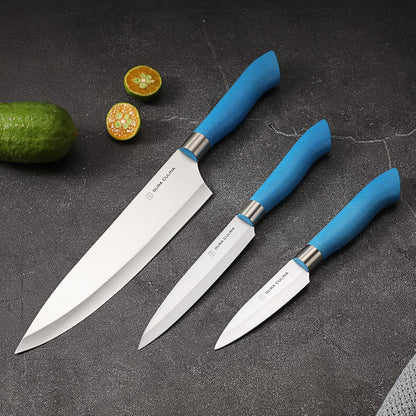 DURA LIVING 14-Piece Color-Coded Knife & Cutting Board Set – Razor-Sharp Stainless Steel Blades with Blade Guards, 4 Multi-Color Flexible Cutting Mats