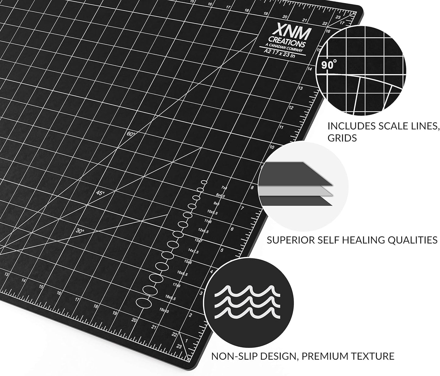 XNM Premium Self Healing Cutting Mat - 8 Inches by 11 inches - A4, 3 Layer Quality PVC Construction - Dual Sided, Imperial and Metric Grid Lines - Perfect for Cutting, Sewing, and Crafts