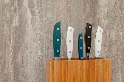 ARCOS Universal Knife Block Set Without Knives Up to 10 Inch. 220x89x280mm. 3700 gr. Made of Bamboo. Series Tacos Universales. Color Brown